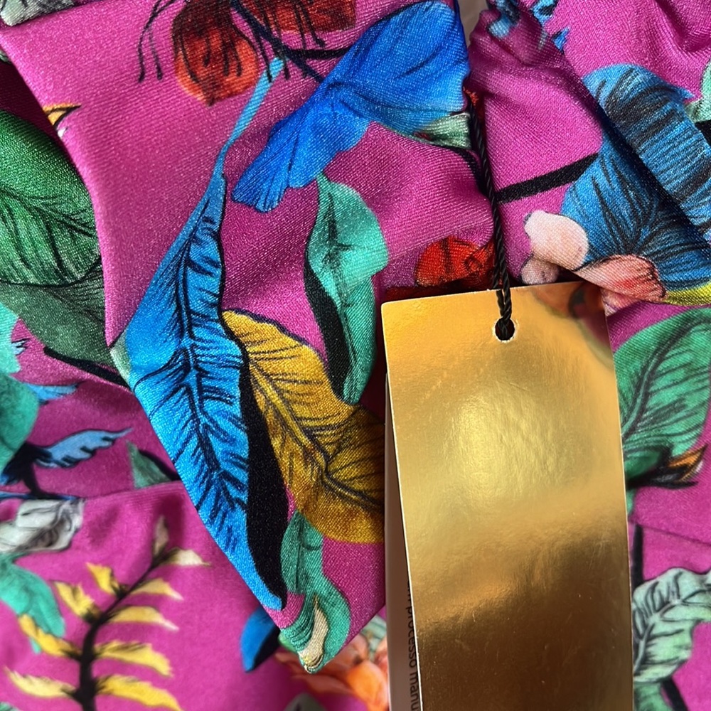 PatBo Zamia Ruffle Plunge Swimsuit Magenta One Piece Size Small NWT - Picture 5 of 10